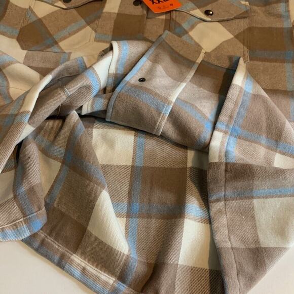 HFX Shirt Jacket Womens XXL 2XL Wool Blend Flannel Check Snap Button Shacket - Picture 13 of 16